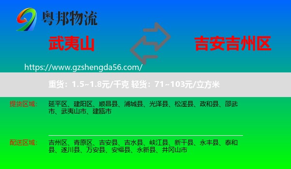 武夷山市到吉州区物流专线