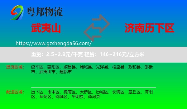 武夷山市到历下区物流专线