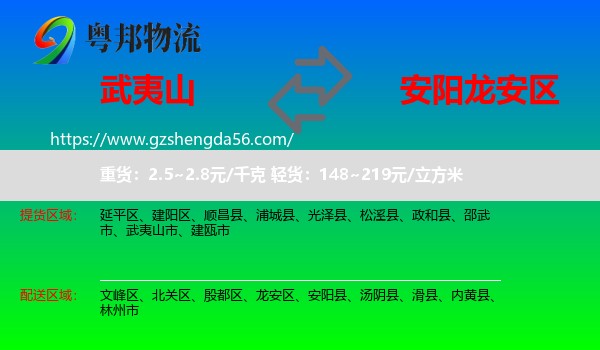 武夷山市到龙安区物流专线