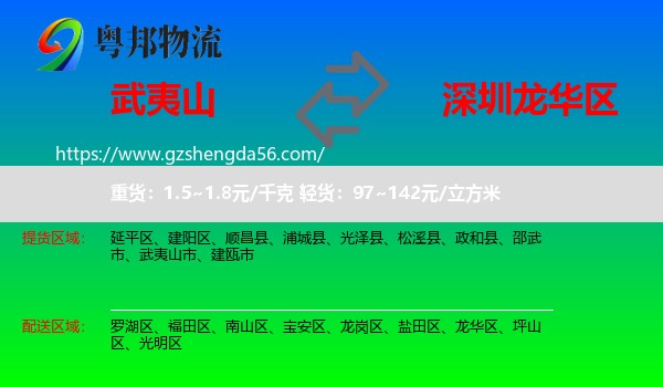 武夷山市到龙华区物流专线