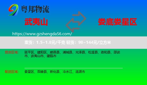 武夷山市到娄星区物流专线