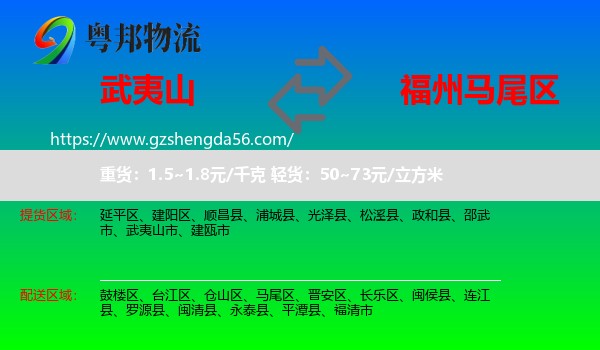 武夷山市到马尾区物流专线