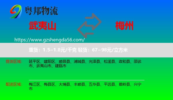 武夷山市到梅州物流