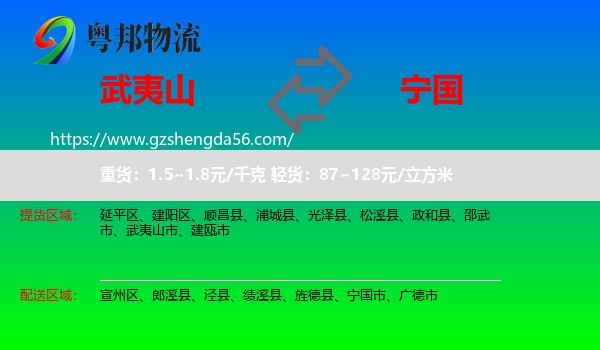 武夷山市到宁国市物流专线