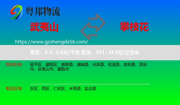 武夷山市到攀枝花物流