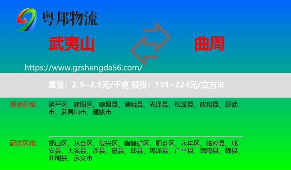 武夷山市到曲周县物流专线