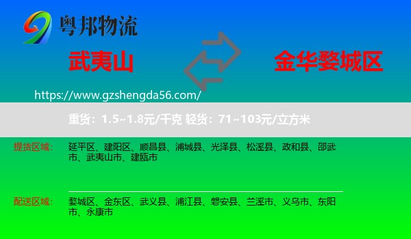 武夷山市到婺城区物流专线