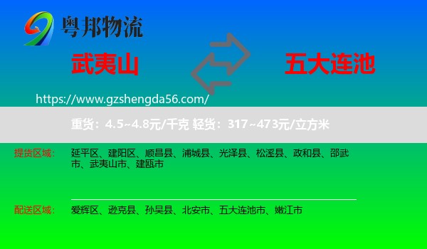 武夷山市到五大连池市物流专线