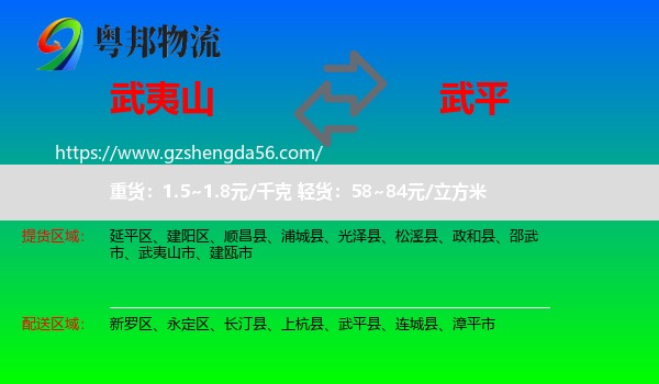 武夷山市到武平县物流专线