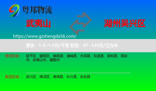 武夷山市到吴兴区物流专线