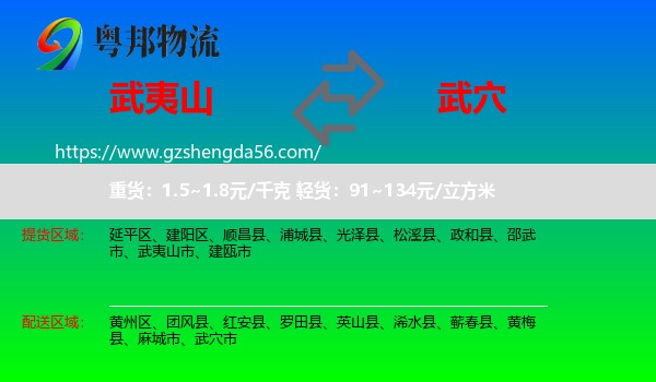 武夷山市到武穴市物流专线