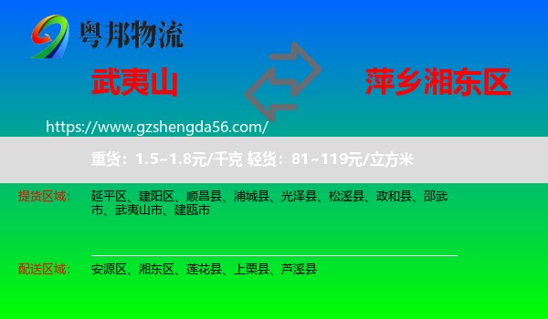 武夷山市到湘东区物流专线