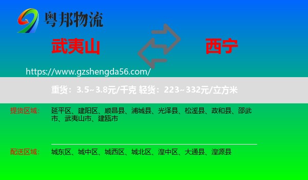 武夷山市到西宁专线