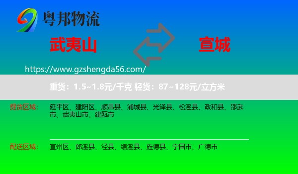 武夷山市到宣城物流