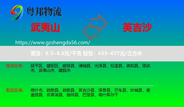武夷山市到英吉沙县物流专线