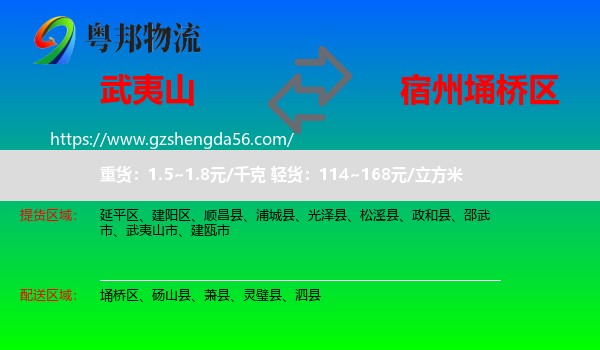 武夷山市到埇桥区物流专线