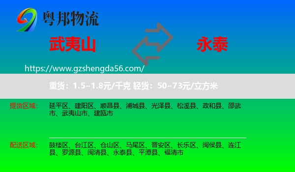 武夷山市到永泰县物流专线