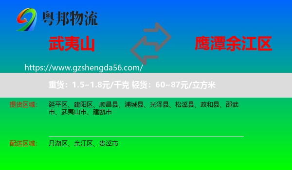 武夷山市到余江区物流专线