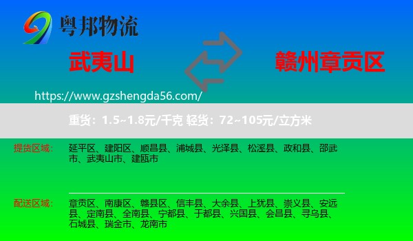 武夷山市到章贡区物流专线