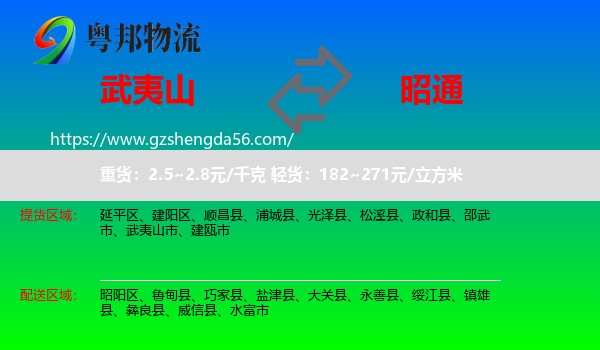 武夷山市到昭通物流