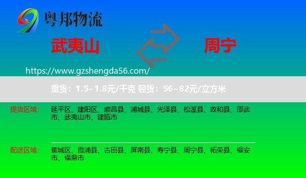 武夷山市到周宁县物流专线