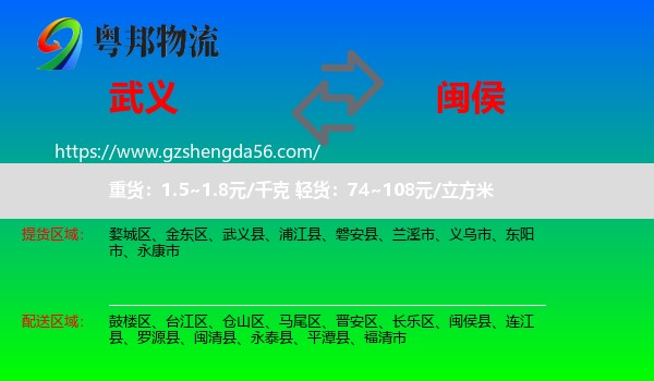 武义县到闽侯县物流专线