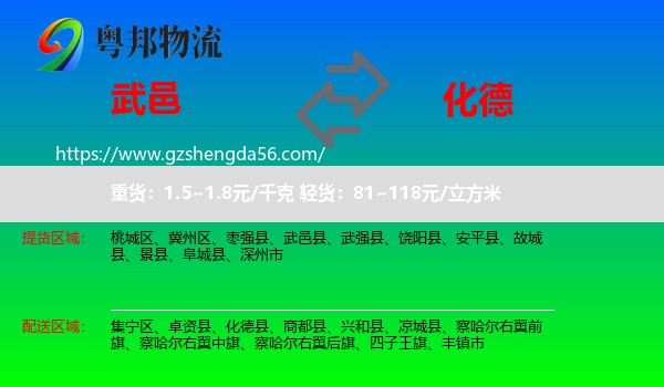 武邑县到化德县物流专线