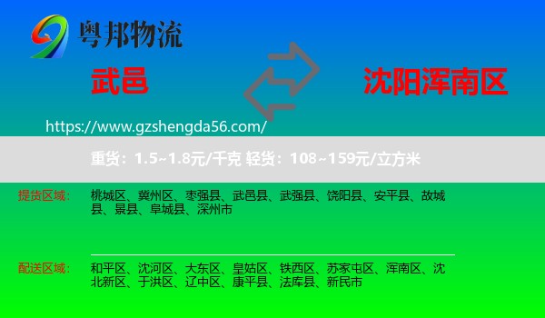 武邑县到浑南区物流专线