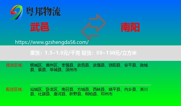 武邑县到南阳物流专线