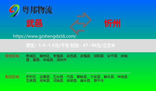 武邑县到忻州物流专线