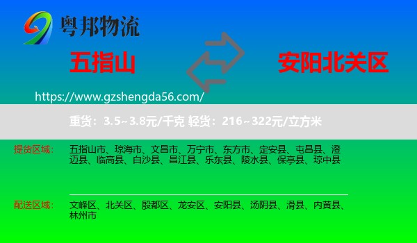 五指山市到北关区物流专线