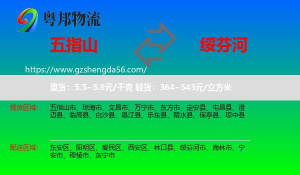五指山市到绥芬河市物流专线