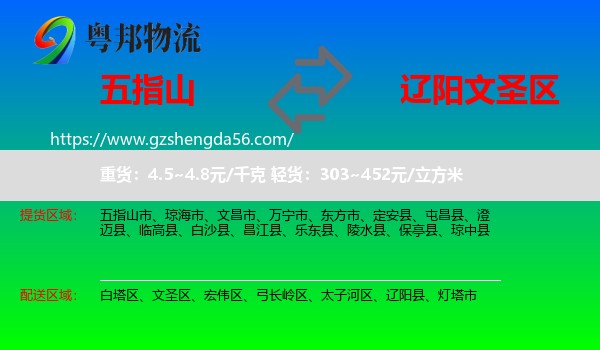 五指山市到文圣区物流专线