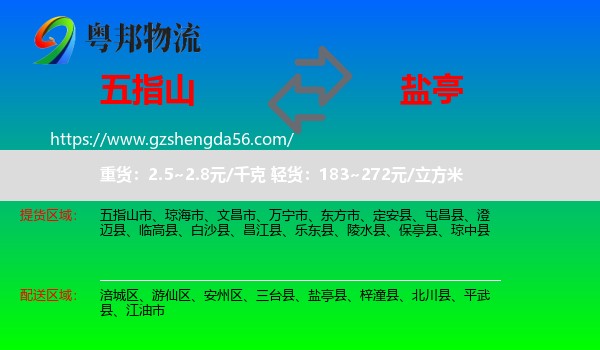 五指山市到盐亭县物流专线
