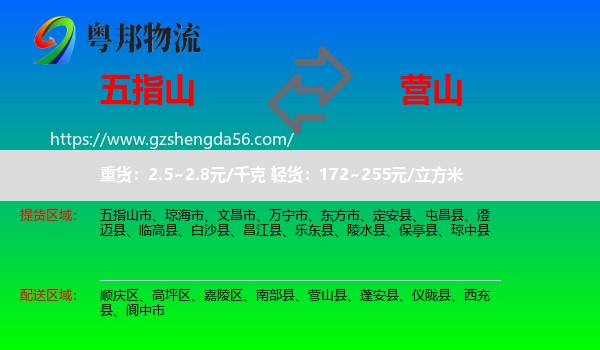 五指山市到营山县物流专线