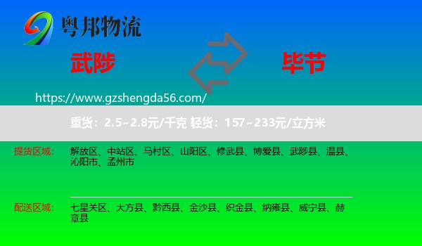 武陟县到毕节物流