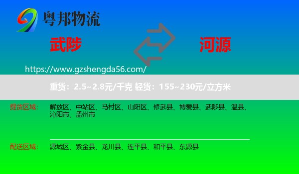 武陟县到河源物流