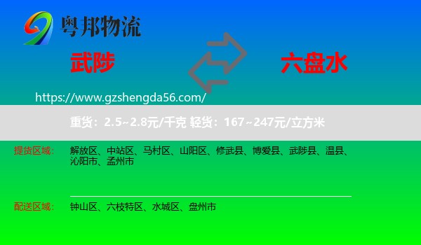 武陟县到六盘水物流