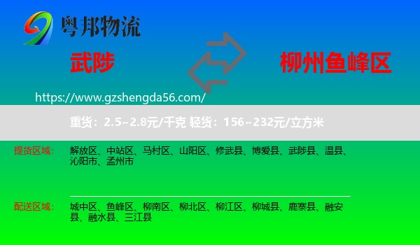 武陟县到鱼峰区物流专线