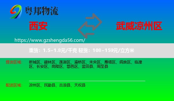 西安到凉州区物流专线