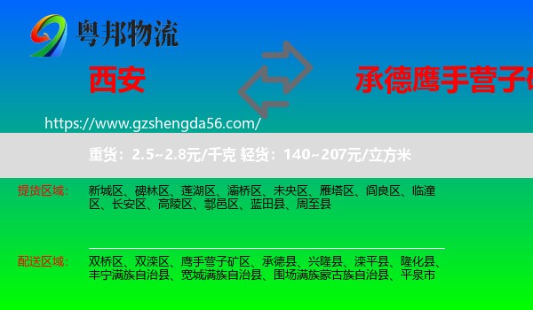 西安到鹰手营子矿区物流专线