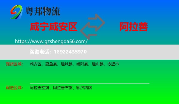 咸安区到阿拉善盟物流
