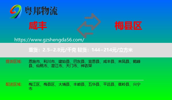 咸丰县到梅县区物流专线