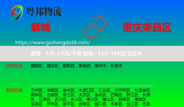 襄城县到荣昌区物流专线