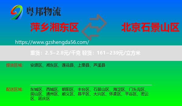 湘东区到石景山区物流专线
