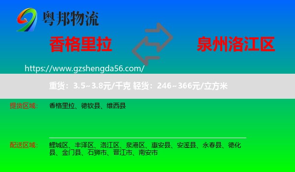 香格里拉到洛江区物流专线