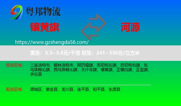 镶黄旗到河源物流专线