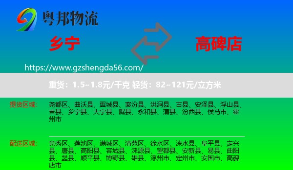 乡宁县到高碑店市物流专线