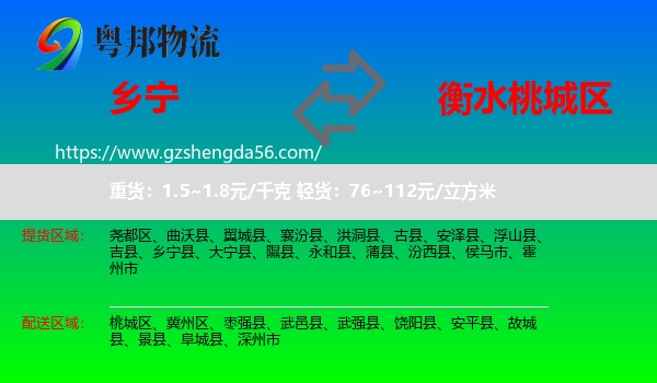乡宁县到桃城区物流专线
