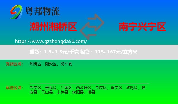 湘桥区到兴宁区物流专线